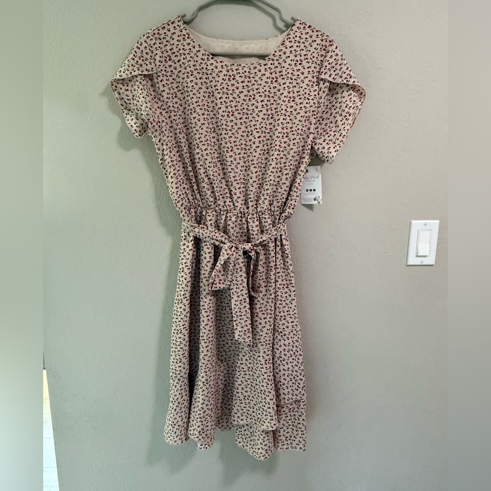 Joslyn Mineth Floral Beige Midi Dress – Size L – NWT